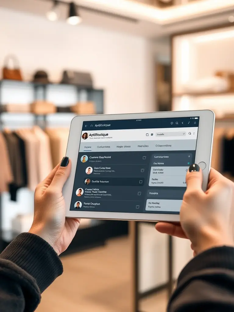 A close-up shot of the Shopmonkey interface on a tablet, showcasing its user-friendly design, with a competitor's interface blurred in the background to subtly highlight the difference.